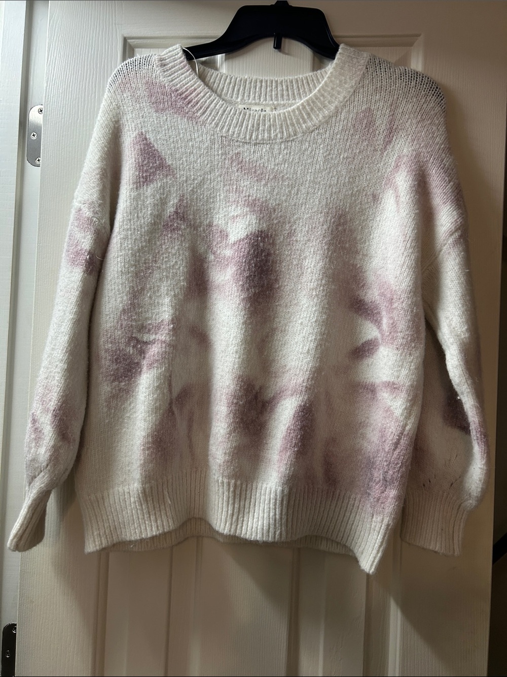 Miracle Cream Sweater with Light Pink Floral Accents